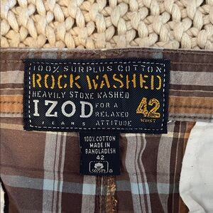 Izod Tan and White Plaid Trousers